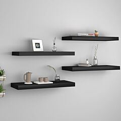 Floating Wall Shelves 4 Pcs Black 23.6"x9.3"x1.5" Mdf - Black