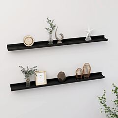 Wall Shelves 2 Pcs Black 39.4"x3.5"x1.2" - Black