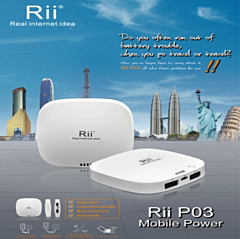 Rii® P03 Portable 4000mah Battery Dual Usb Mobile Power Bank Charger For Iphone Ipod Samsung Htc - White