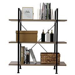 3-tier Industrial Bookcase And Book Shelves, Vintage Wood And Metal Bookshelves Rt - As Pic