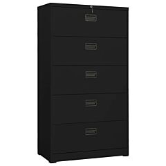 Filing Cabinet Black 35.4"x18.1"x64.6" Steel - Black
