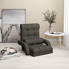 Folding Floor Chair With Bed Function Dark Gray Fabric - Grey
