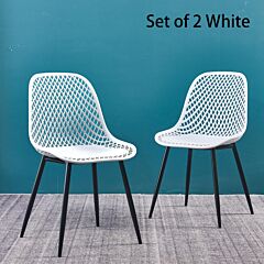 Dining Chair Plastic Chair For Dining Room (set Of 2 White Color) - White