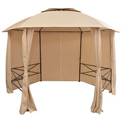 Garden Marquee Pavilion Tent With Curtains 11' 9"x8' 8" - Beige
