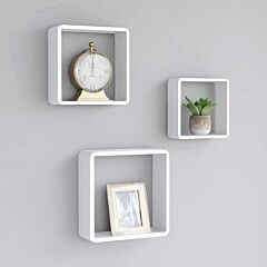Wall Cube Shelves 3 Pcs White Mdf - White