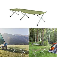 Folding Camping Cot With Carrying Bags Outdoor Travel Hiking Sleeping Chair Bed - Army Green