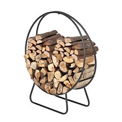 Artisasset Black Paint 40-inch Round Indoor And Outdoor Iron Fireplace Firewood Stand Yj - Black