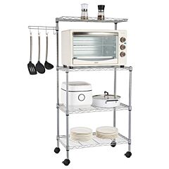 4 Tier Kitchen Bakers Rack Microwave Oven Stand Storage Cart Workstation Shelf Rt - Silver