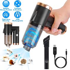 120w 9000pa Cordless Handheld Vacuum Cleaner W/ Searchlight - Black