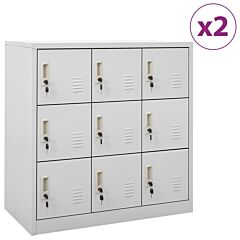 Locker Cabinets 2 Pcs Light Gray 35.4"x17.7"x36.4" Steel - Grey