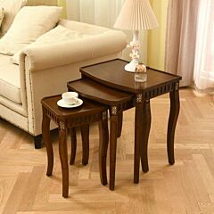 Mid-century Coffee Table Set, Nesting Tables Living Room Table Set Of 3,living Room Table Set - Brown