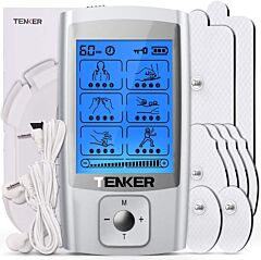Tenker Ems Tens Unit With 8 Electrode Pads, Rechargeable Muscle Stimulator Pain Reliever For Muscle Stiffness - White