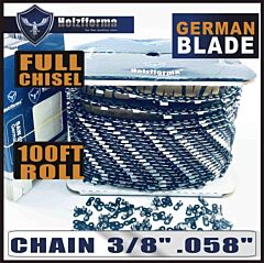 Holzfforma® 100ft Roll 3/8' .058'' Full Chisel Saw Chain With 40 Sets Matched Connecting Links And 25 Boxes - 100ft