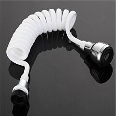 Long Spiral Faucet Extension Extender Hose Portable Pull-able Foaming Shower Faucet Kitchen Sink Accessories Home Kitchen - White