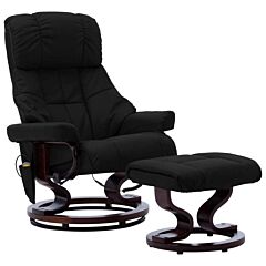 Massage Reclining Chair Black Faux Leather And Bentwood - Black