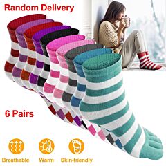 6 Pair 5-toes Socks Soft Breathable Socks Ankle Sock Athletic Five Finger Socks For Girl Women - Multi-color