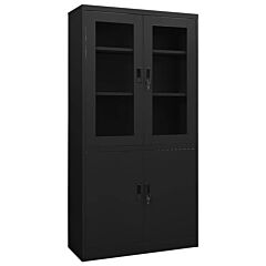 Office Cabinet Black 35.4"x15.7"x70.9" Steel - Black