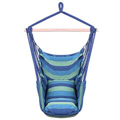 Free Shipping Hammock Chair Distinctive Cotton Canvas Hanging Rope Chair With Pillows Blue Yj - Blue
