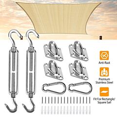 Sun Shade Sail Hardware Kit Stainless Steel Canopy Installation Kit Fixing Accessory - Silver
