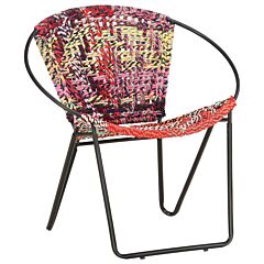 Circle Chair Multicolors Chindi Fabric - Multicolour