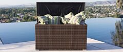 Outdoor Patio Wicker Rattan Cushion Storage Bin Deck Box Cushion Box - Brown