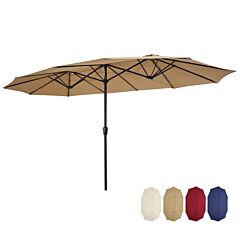 15x9ft Large Double-sided Rectangular Outdoor Steel Twin Patio Market Umbrella W/crank-taupe Yk - Taupe