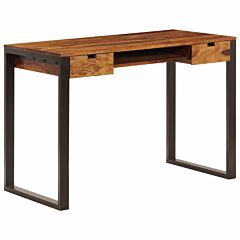 Desk 43.3"x21.7"x30.7" Solid Sheesham Wood And Steel - Brown