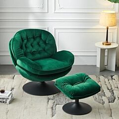 Swivel Leisure Chair Velvet Lounge Chair - Green
