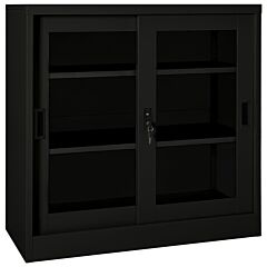 Sliding Door Cabinet Black 35.4"x15.7"x35.4" Steel - Black