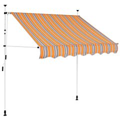 Manual Retractable Awning 78.7" Yellow And Blue Stripes - Yellow