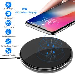 Wireless Charger Qi-certified Ultra-slim 5w Charging Pad For Iphone Xs Max/xr/xs/x/ 8/8 Plus - Black
