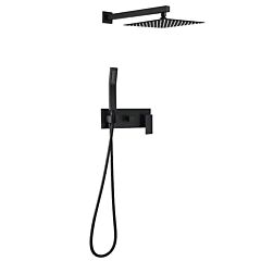 Wall Mounted Bathroom Rain Hot And Cold Complete Shower System - Black