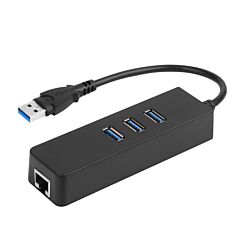3 Ports Usb 3.0 Hub Gigabit Ethernet Adapter 10/100/1000 Mbps Converter Lan Rj45 Wired Usb Network Adapter - Black