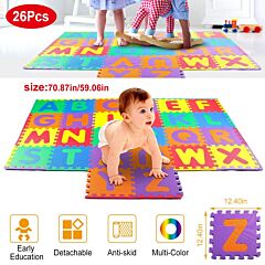 26pcs Kids Alphabet Play Mat Soft Foam Non-toxic Interlocking Eva Crawling Mat Multi-color Floor Mat For Infants Baby Toddlers - Multi-color