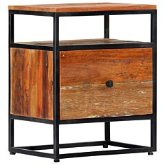 Bedside Cabinet 15.8"x11.8"x19.7" Solid Reclaimed Wood And Steel - Brown