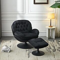 Swivel Leisure Chair Velvet Lounge Chair - Black