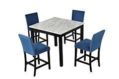 Counter Height Table With Four Counter Height Chairs , Blue - As Picture