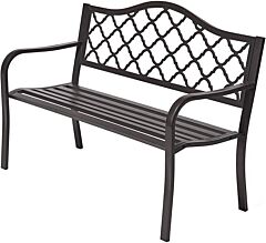 50" Outdoor Patio Bench Patio Furniture Chair For Porch Park Garden - Dark Brown