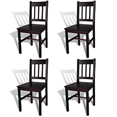 Dining Chairs 4 Pcs Dark Brown Pinewood - Brown