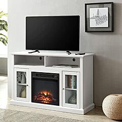 Modern Electric Fireplace Storage Cabinet, Tv Stand Fit Up To 55" Flat Screen Tv, White - White