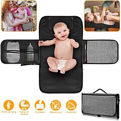 Portable Changing Pad Foldable Diaper Changing Pad Kit Waterproof Wipeable Changing Mat - Grey