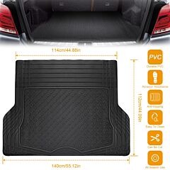 Universal Trunk Cargo Pvc Floor Mat W/ Natural Rubber Material Heavy Duty Rubber Anti-slipping Waterproof Easy Clean Cushion Kit - Black