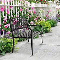 50" Outdoor Welcome Backrest Cast Iron Bench Xh - As Picture
