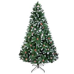 Christmas Tree, 6ft Artificial Christmas Tree Xmas Pine Tree With Legs Flocked Snow Trees With Decoration Perfect For Indoor And Outdoor Holiday Decoration - As Pictures