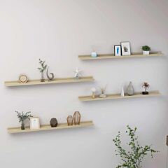 Wall Shelves 4 Pcs Sonoma Oak 39.4"x3.5"x1.2" - Brown