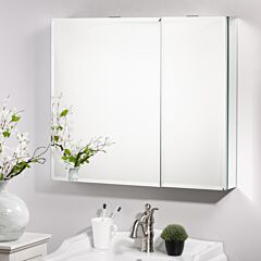 [pick Up Only ]frameless 2 Doors With 4 Adjustable Shelves Both For Surface Recessed Medicine Cabinet - Silvery