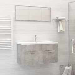 2 Piece Bathroom Furniture Set Concrete Gray Chipboard - Grey