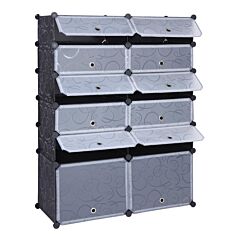 12-cube Diy Shoe Rack Modular Organizer Plastic Cabinet 6 Tier Modular Closet Cabinet With Doors - As Pictures