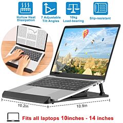 Portable Laptop Stand 7 Adjustable Heights Ventilated Notebook Holder Foldable Anti-slip Laptop Stand - Black