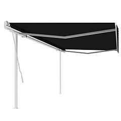 Manual Retractable Awning With Posts 196.9"x118.1" Anthracite - Anthracite